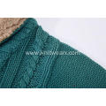 Boy's Knitted Cable Front Buttoned Shawl Neck Pullover